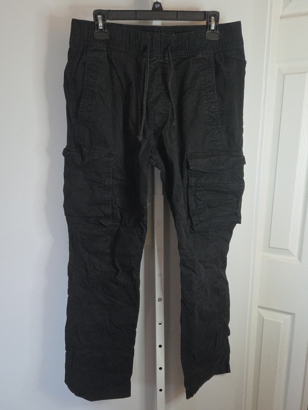 Hollister Mens Black Cargo Pants Slim Straight Epic Flex Drawstring Joggers Med